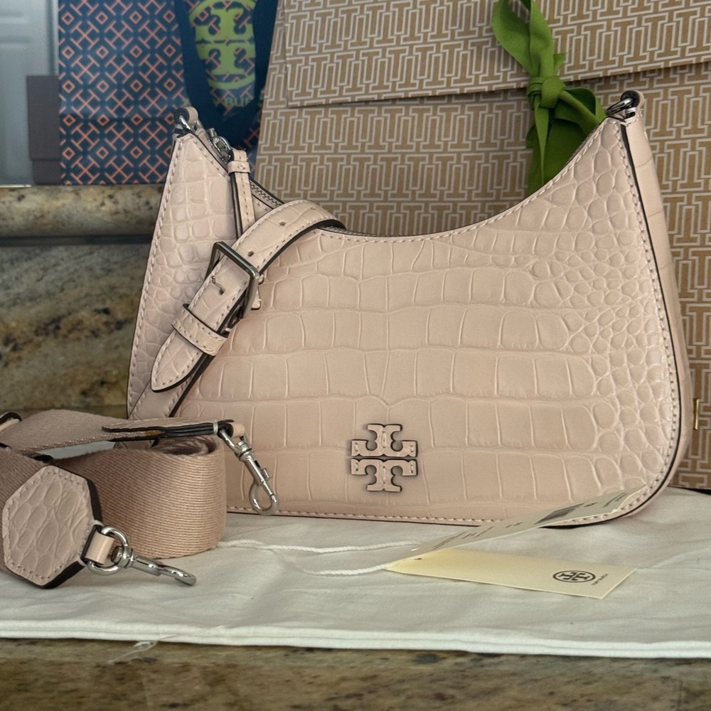 478$! Tory Burch - Thea Embossed Convertible Crossbody, Clay Pink - Picture 4 of 13